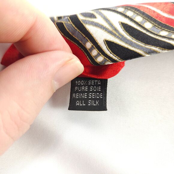 Bachrach Red Black Abstract Geometric Silk Mens Tie 57.5" x 4" Made In Italy - Picture 4 of 6